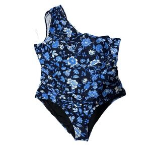New! Re-Imagined J.Crew One Shoulder One Piece Swimsuit Sz 22 Navy Blue Floral
